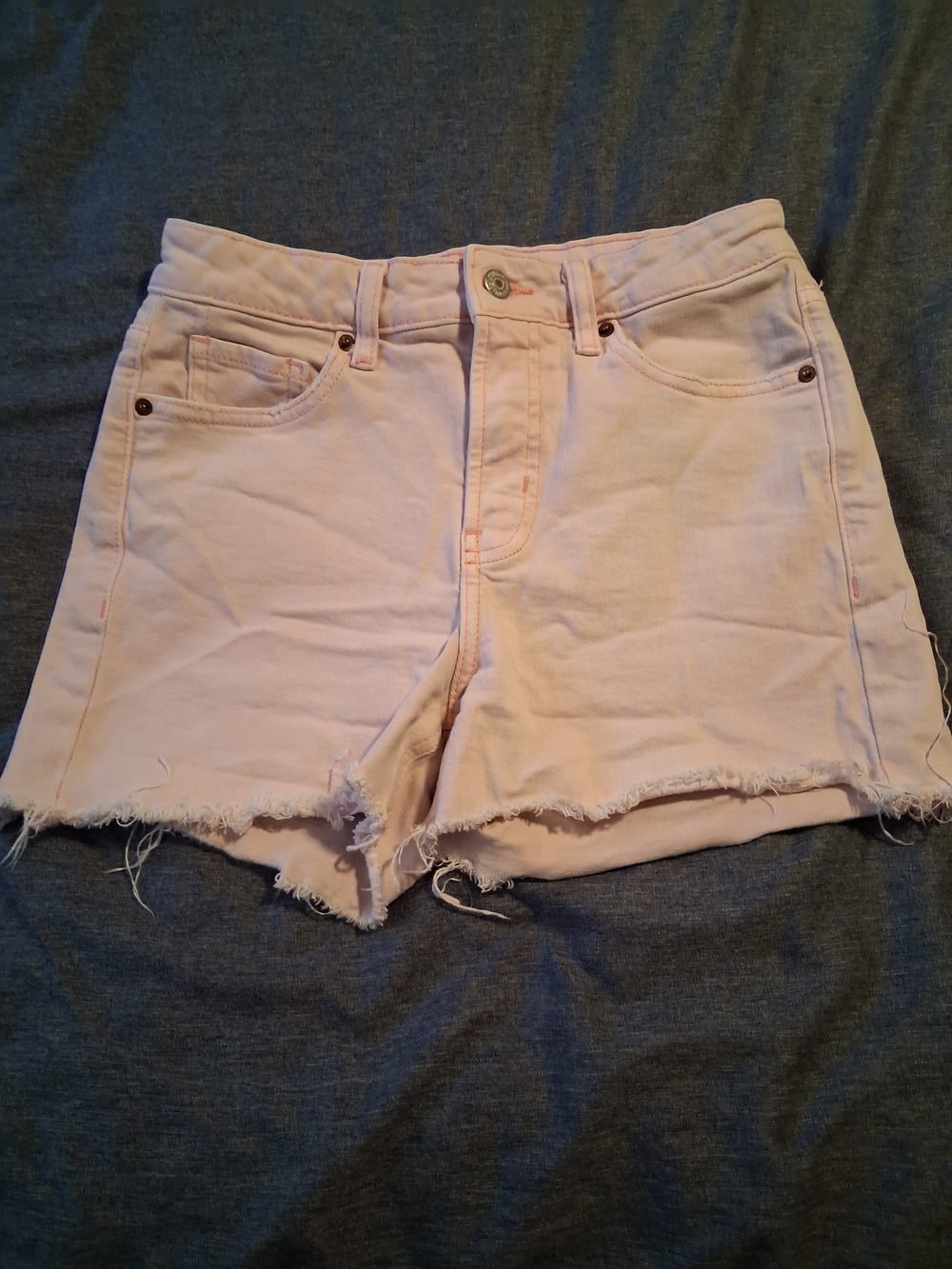 Old Navy Light Pink High-Waist Frayed Hem Denim Shorts